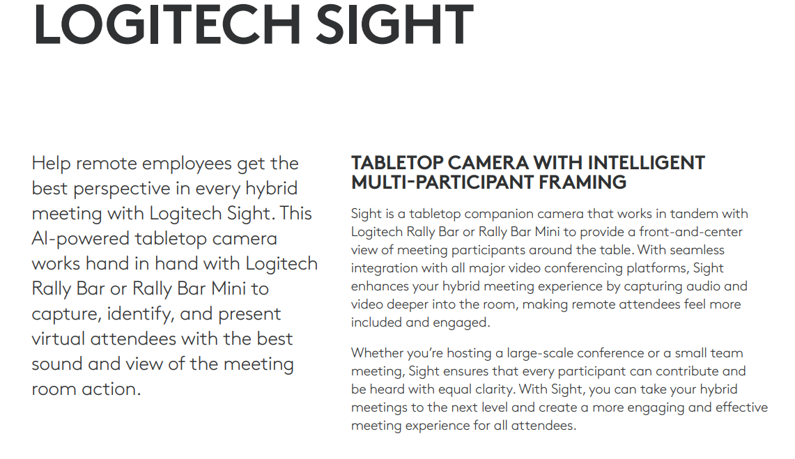 Logitech sight Product Information