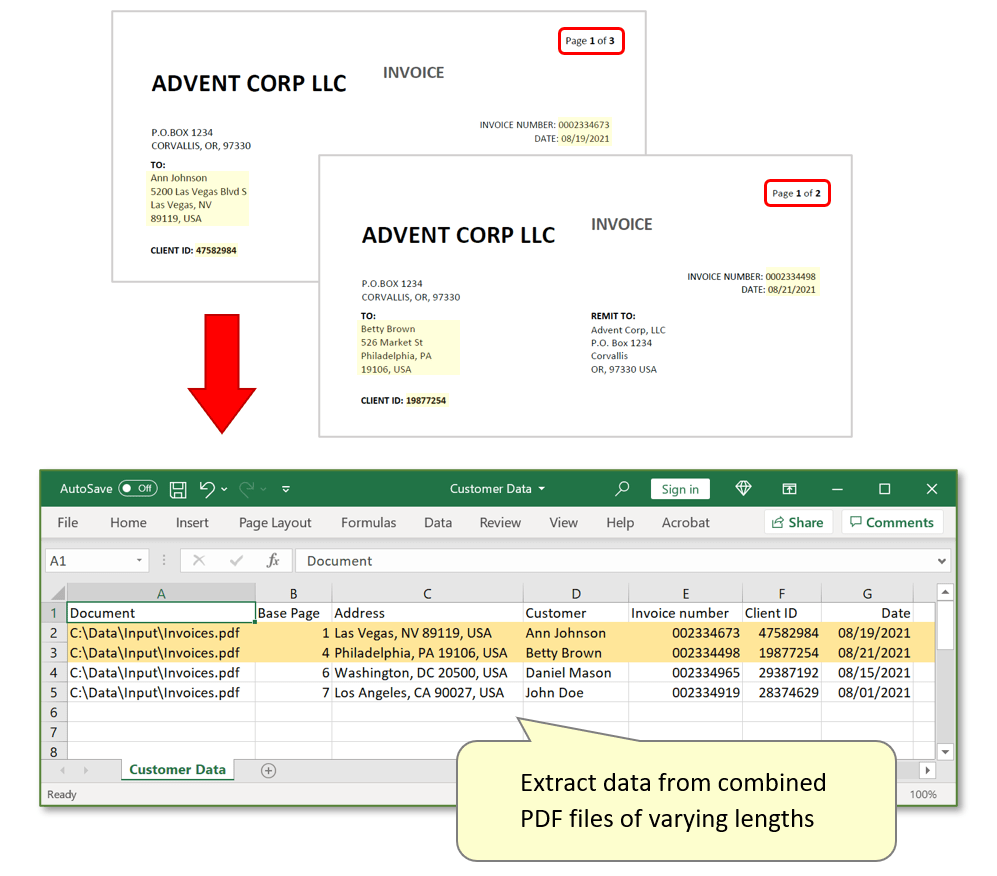 Document with AI-extracted fields highlighted, AI document processing UAE