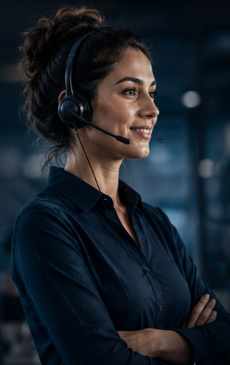 Call center agent using AI contact center software in Dubai